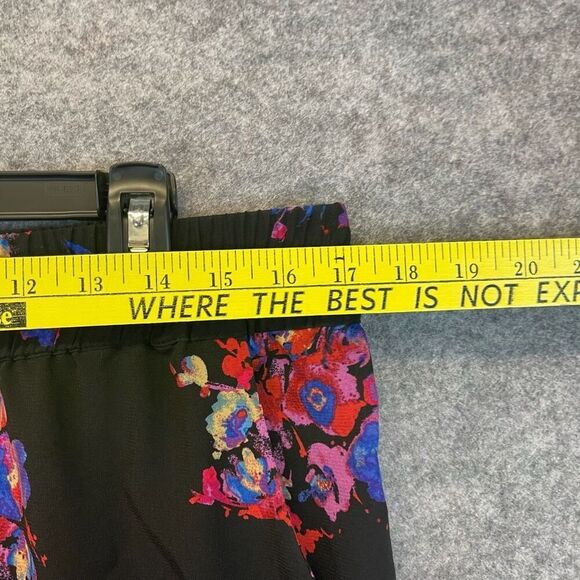 COLDWATER CREEK Women’s Pull-On Pants Large 14 Floral Print Elastic Waist Black - Picture 3 of 12